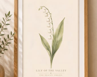 Wildflower Art Print, Cottage Core Botanical Poster,  Floral Wall Decor,  Wildflower Print, Boho  Gift, Scandinavian Art, Lily