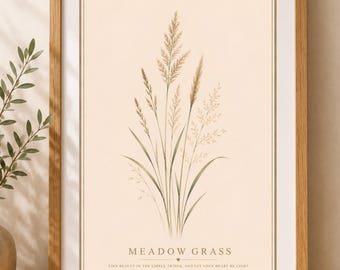 Wildflower Art, Cottage Core, Botanical Poster, Floral Wall Decor, Wildflower Print, Boho  Gift, Scandinavian Art, Meadow Grass