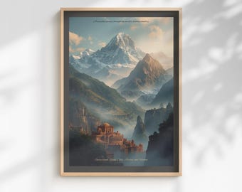 Mountain Travel Poster | Switzerland Nepal Chile Jordan Vietnam Art | Dream Landscape Print | UNFRAMED