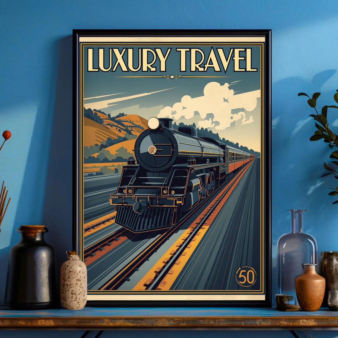 Art Deco Railway Train Print | Vintage Travel Poster | UNFRAMED - Etsy UK