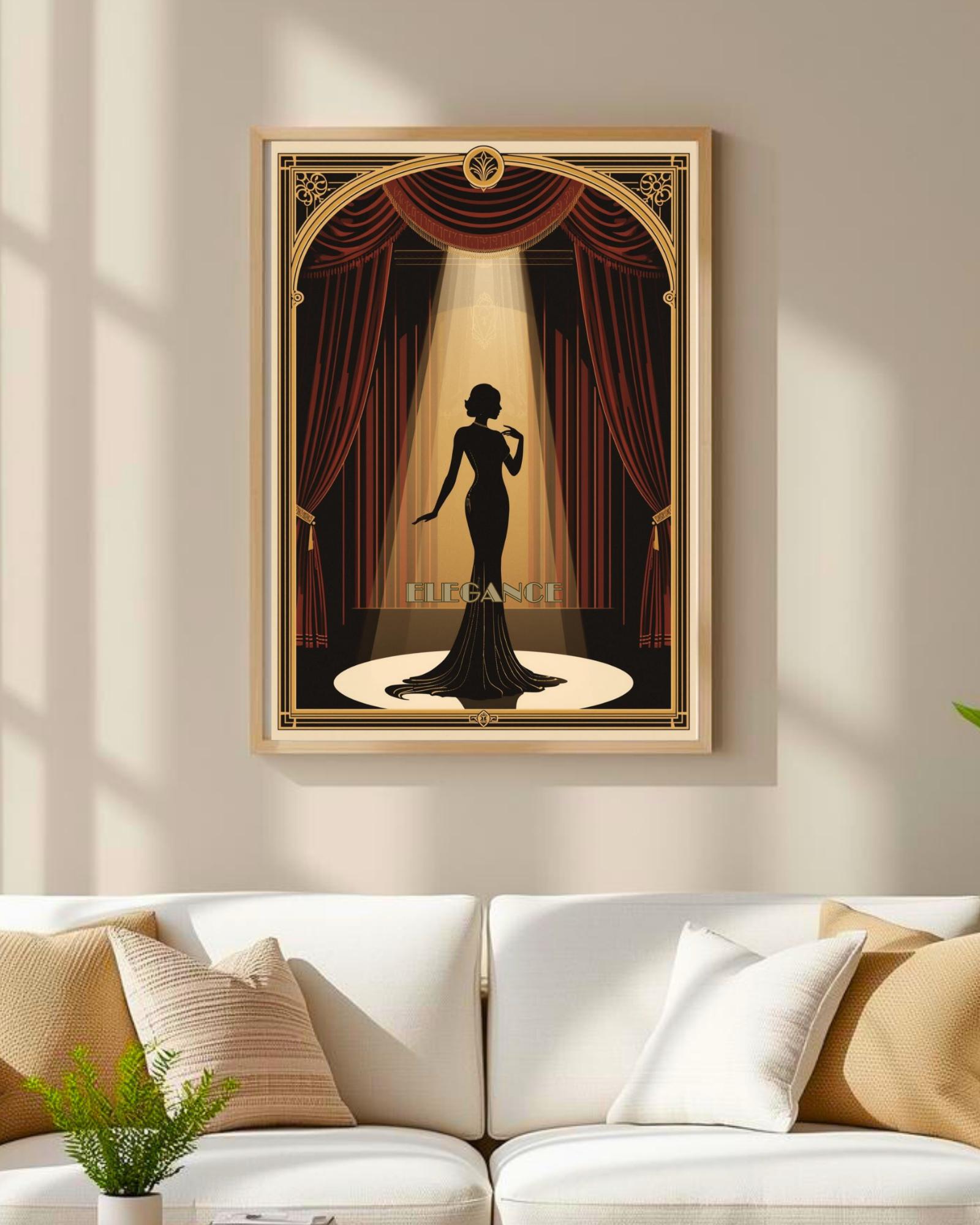 Art Deco Theatre Woman Print | Vintage Glamour Wall Art | UNFRAMED - Etsy