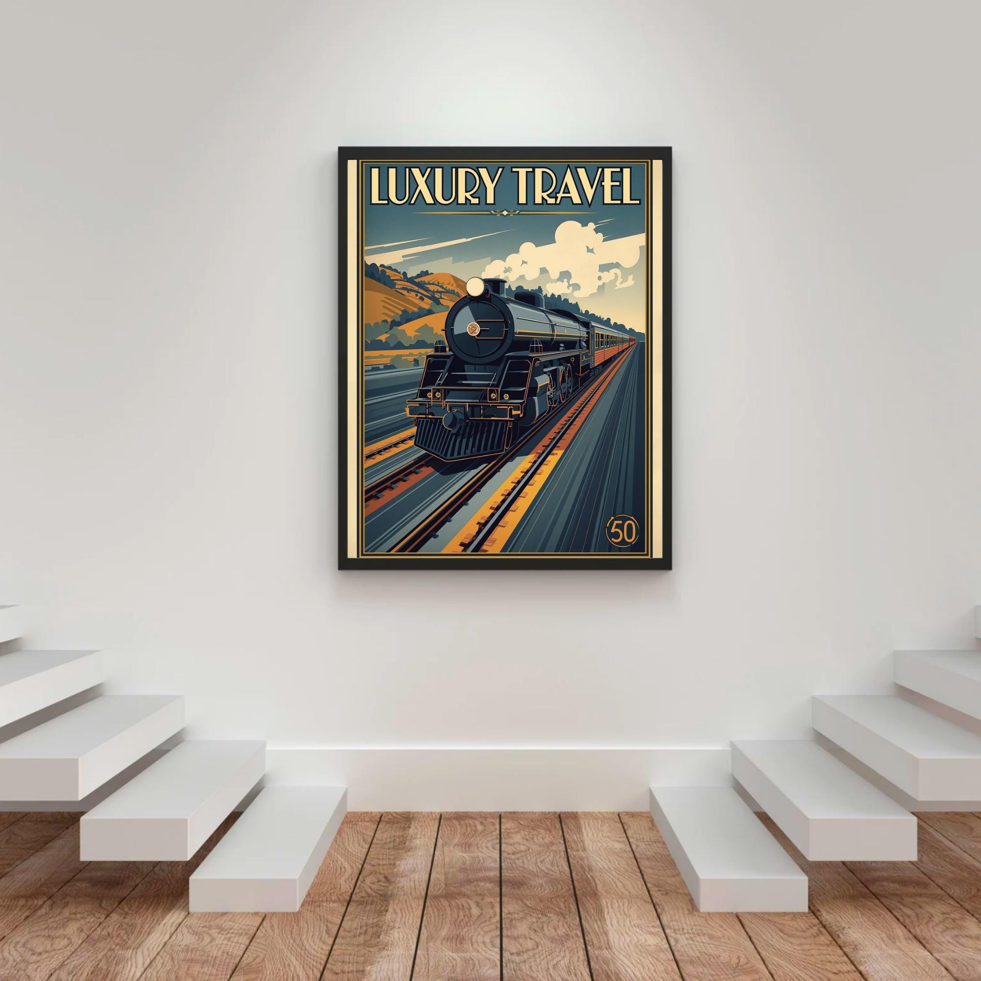Art Deco Railway Train Print | Vintage Travel Poster | UNFRAMED - Etsy UK
