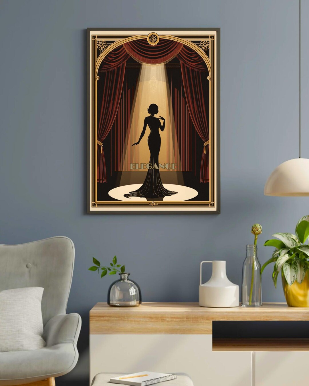 Art Deco Theatre Woman Print | Vintage Glamour Wall Art | UNFRAMED - Etsy