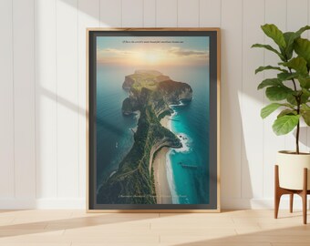 Surreal Coastal Print | Golden Hour Sunset| Dreamy Beach Decor|  UNFRAMED