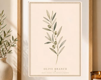 Wildflower Art, Cottage Core, Botanical Poster, Floral Wall Decor, Wildflower Print, Boho  Gift, Scandinavian Art, Olive Branch