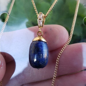 Lapis lazuli necklace. 18k Gold Plated Lapis Lazuli pendant. Lapis Lazuli gemstone necklace. Jewelry  gift for her