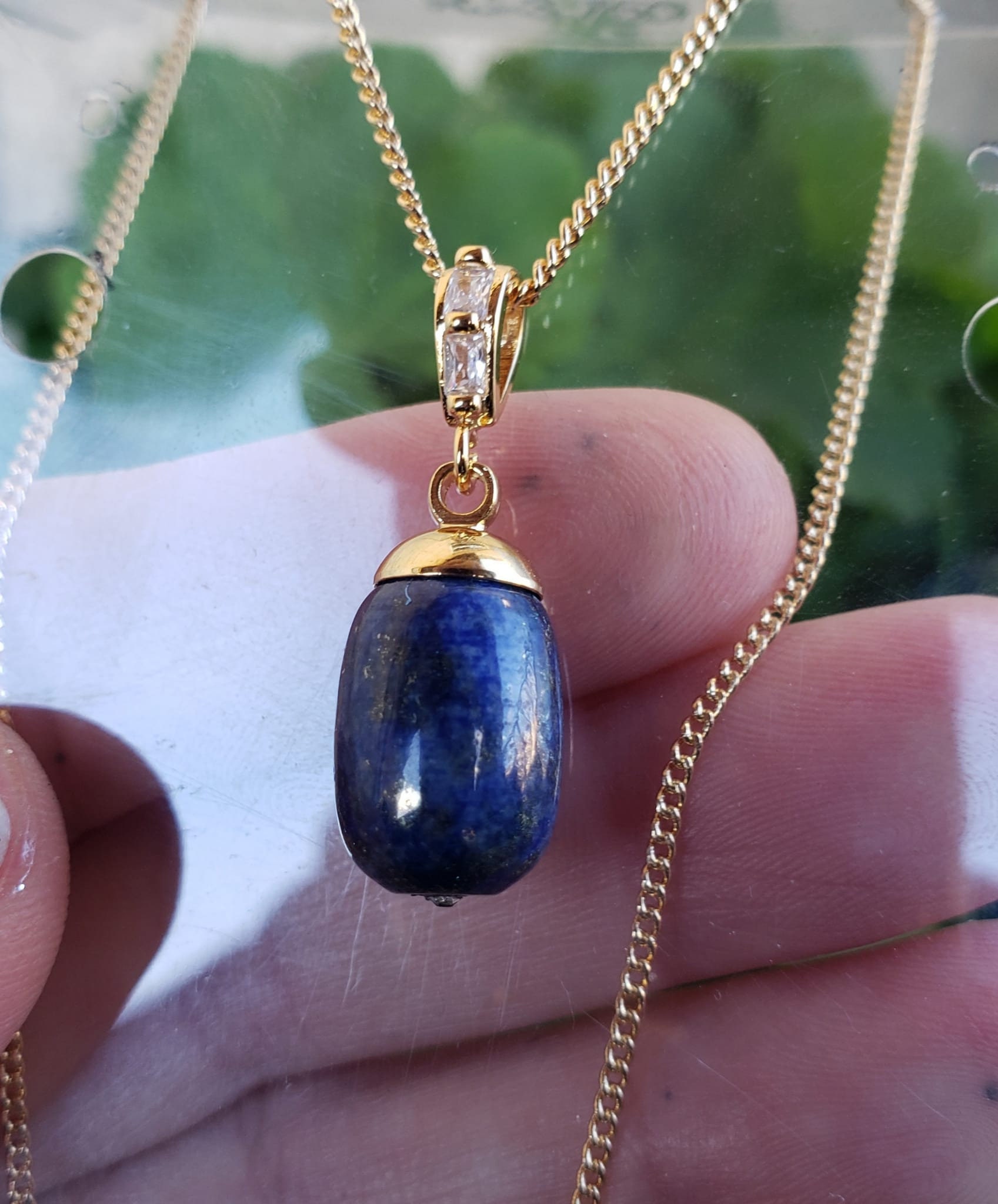 Gold lapis necklace discount