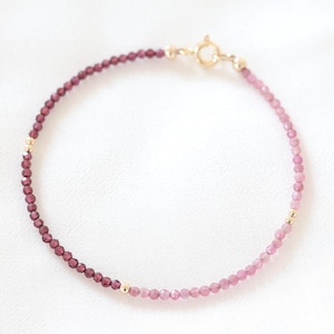 Dainty Garnet & Pink Tourmaline Gold-Filled Bracelet