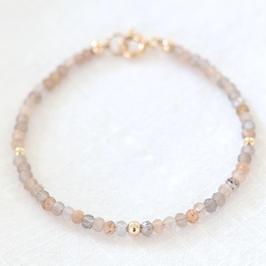 Faceted Sunstone & Gold-Filled Bracelet: Dainty Beaded Gemstone Jewelry