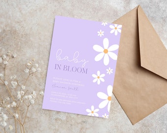 Baby in Bloom Baby Shower Invitation Template (Canva)