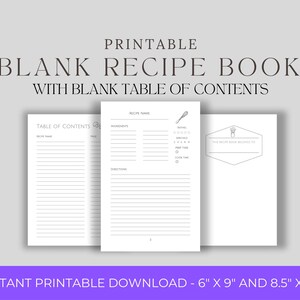 Beautiful Minimalistic Recipe Book Printable Template