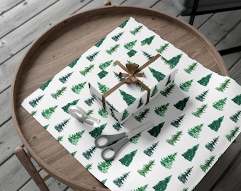 Pine Tree Gift Wrap Sheets, Eco-Friendly Christmas Packaging, Holiday Present