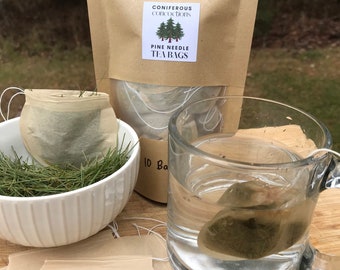 White Pine TEA BAGS, Pine Needle Tea, Natural Tea Filter Bags with Drawstring