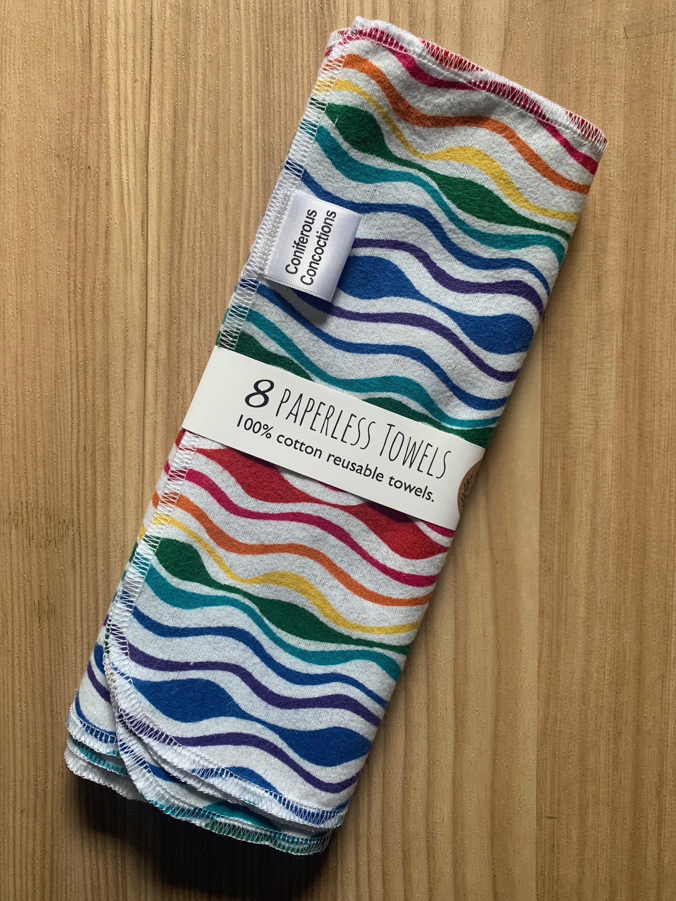 RAINBOW Paperless Towel 100% Reusable Cotton Flannel, Kitchen Hand