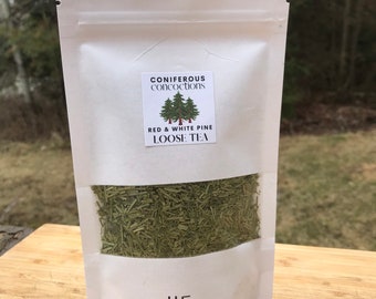 RED & WHITE Pine Needle Tea ORGANIC, Natural Tea, Hand Harvested, Ontario Canada