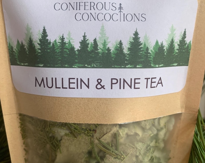 MULLEIN PINE NEEDLE Tea, Organic Natural Hand Harvested Herbal Teas, Wild Harvest Mullein Leaves, Pine Needle Tea