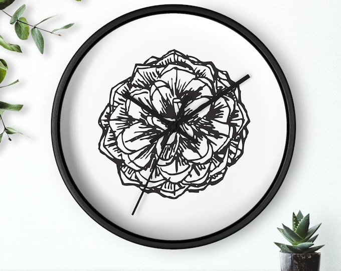 ELEGANT WALL CLOCK, Simple Black and White Pine Cone Design Shape, Cottage Décor, Sleek Home Design, Minimalist Design