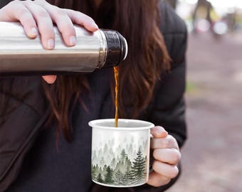 Misty Forest Wrap Around Design Stainless Steal Outdoor Mug