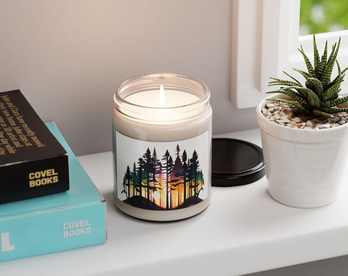Sunset Forest Soy Candle, Eco-Friendly Home Decor, Aromatherapy Gift, Candle for Relaxation, Wilderness Candle