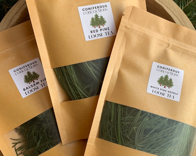 VARIETY TEA PACK, White Pine, Balsam Fir & Red Pine Tea, Organic Natural Hand Harvested Herbal Teas