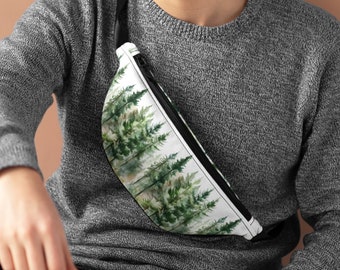 HANDY HIKING BAG Fanny Pack, Cross Body Bag, Small Purse, Forest Green and White Waist Bag