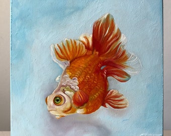 Gold fish. Original oil painting that grants wishes