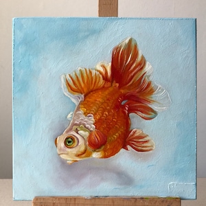 Gold fish. Original oil painting that grants wishes