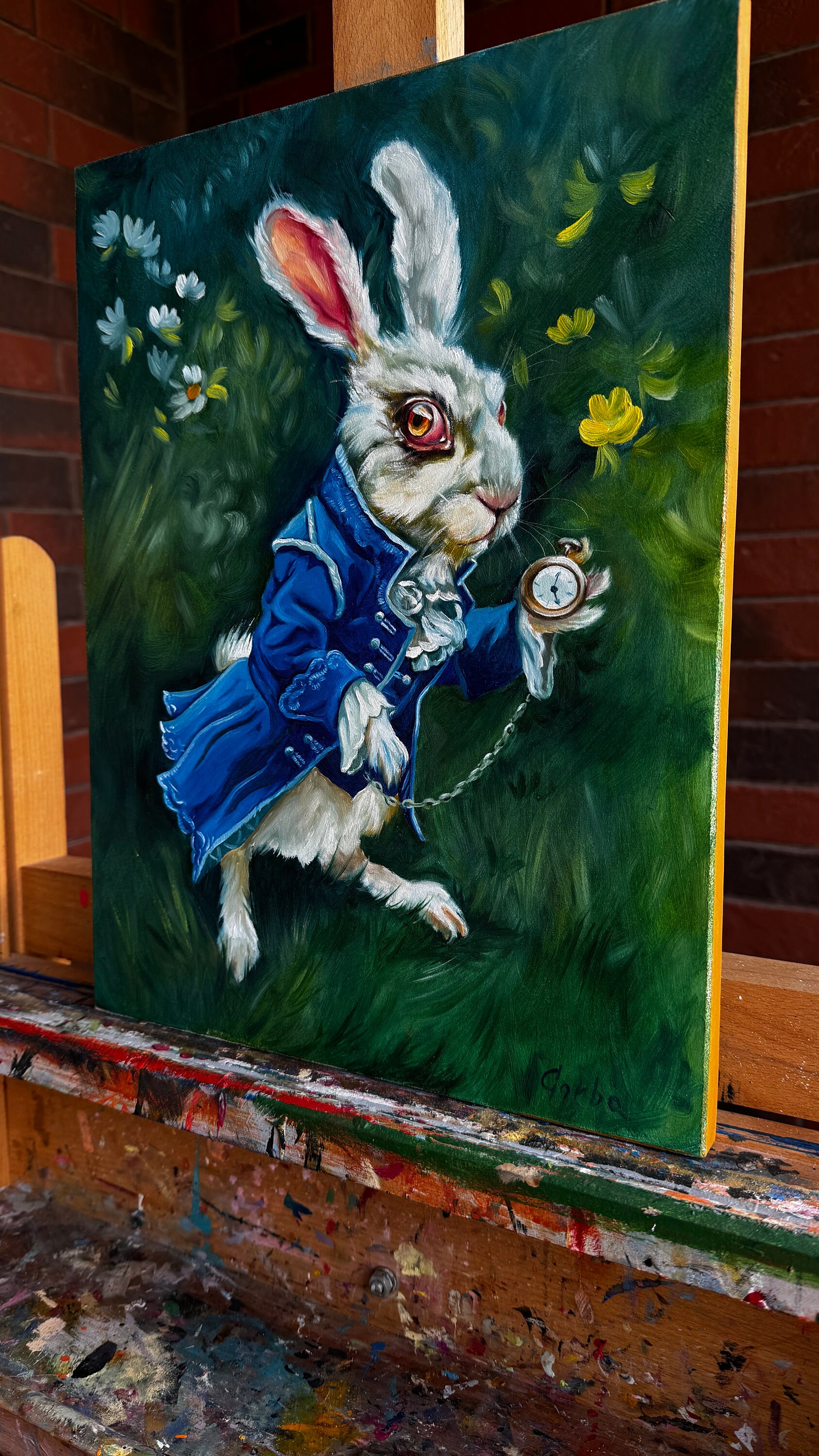White Rabbit. Original Oil Painting. - Etsy