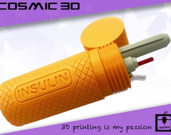 Insulin Pen and needle travel holder - Screw top - 3D printed - storage - visual amount - medication