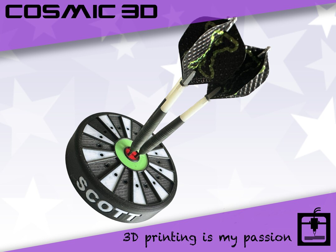 Custom Text Dart Storage Desk Decor Personalized 3D Printed Dartboard Holder - Custom Text Dart Stand For 3 Darts, Desk Decor 3D Printed Dart Organizer