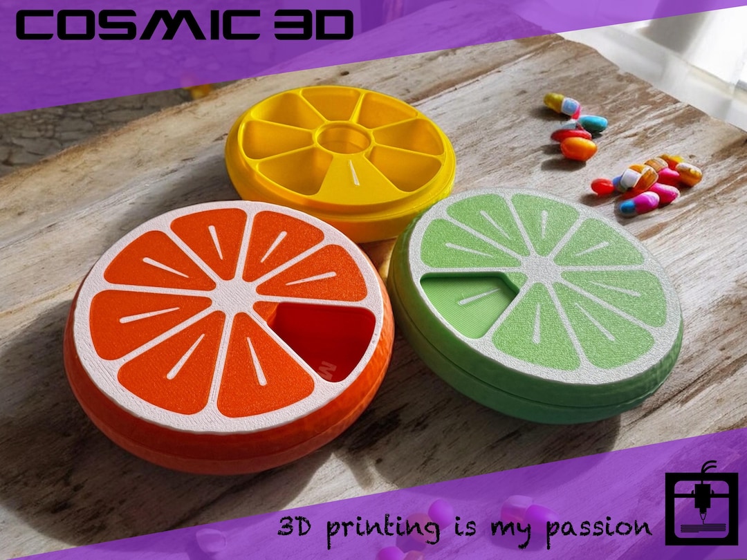 Citrus 7-day Pill Organizer: Fidget Click Design, Hidden Travel