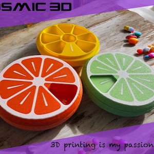 Citrus 7-Day Pill Organizer: Fidget Click Design, Hidden Travel Compartment
