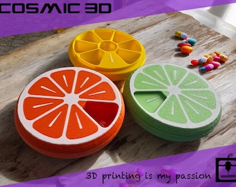 Citrus 7-Day Pill Organizer: Fidget Click Design, Hidden Travel Compartment