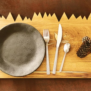 Skarp serving tray in solid oak: mountain, chalet and nature inspiration Unique piece Made in France image 1