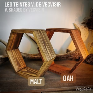 Étagère murale hexagonale Honning en bois massif : inspiration nature et géométrie Fabriquée en France Teinte V. Malt
