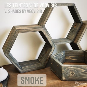 Étagère murale hexagonale Honning en bois massif : inspiration nature et géométrie Fabriquée en France Teinte V. Smoke