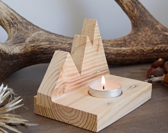 Cham'Light candle holder in solid wood, mountain and nature inspiration - Made in France