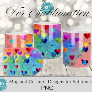 Mug Press Sublimation Design, Hearts Mug Wrap Design, Coffee Mug Template PNG, Instant Digital Mug Press PNG, Valentines Mug Design PNG