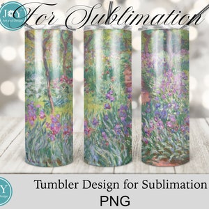 Monet Skinny Tumbler Sublimation Design, Instant Download Sublimation Tumbler, Digital Tumbler PNG, 20 oz Skinny Tumbler Wrap PNG