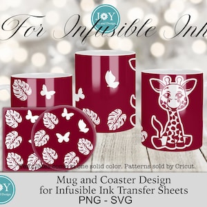 Cricut Mug Press Svg Design para folha de tinta infusível, modelo de envoltório Cricut, design de caneca de girafa bebê, envoltório infusível de caneca, caneca de café SVG