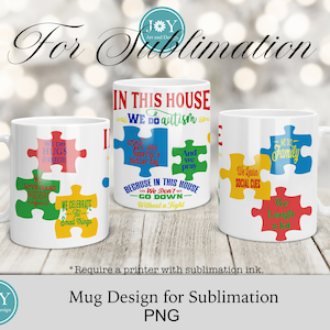 Autism Sublimation Designs for Mugs, Autism Rules Mug Design PNG, Digital Mug Wrap Template, Coffee Mug Design PNG, Sublimation Mug PNG