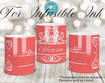 Cricut Mug Press Svg Design for Infusible Ink Sheet, Victorian Swirls Digital Wrap Mug Svg, Coffee Mug Design Svg, Infusible Wrap Template