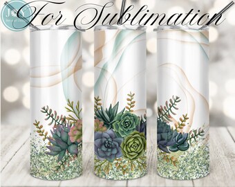 20 oz Skinny Tumblers Sublimation Design, Succulents Digital Sublimation Tumbler Template, Skinny 20 oz Wrap, Instant Download Tumbler