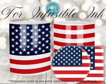 Cricut Mug Press SVG Design für Infusible Ink Sheet, Amerikanische Flagge Infusible Mug Wrap Vorlage, Kaffeetasse SVG, Digital Download Mug Design
