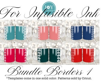6 Cricut Mug Press Svg Designs for Infusible Ink Sheet, Flowers Borders Infusible Wrap Templates, Coffee Mug Svg, Digital Mug Press Design