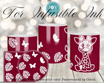 Cricut Mug Press SVG Design für Infusible Ink Sheet, Cricut Wrap Vorlage, Baby Giraffe Becher Design, Mug Infusible Wrap, Kaffeetasse SVG