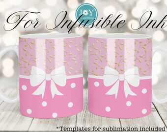 Schleife Cricut Becherpresse SVG Design, Digitale Mug Wrap Vorlage, Kaffeebecher-Design, Infusible Ink Becher Design, Instant Download Becher Vorlage