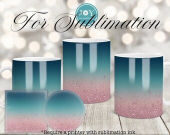 Glitter achtergrond mok pers en onderzetters sublimatie ontwerp, glitter mok wrap sjabloon, koffiemok sublimatie ontwerp, mok pers sjabloon