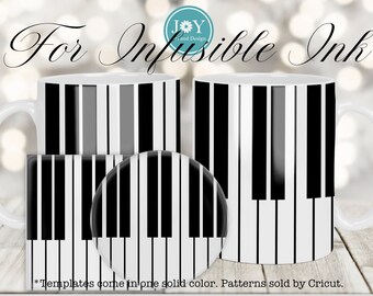Piano Mug Template, Cricut Mug Press SVG, Instant Download Coffee Mug SVG, Digital Mug Wrap SVG, Infusible Ink Mug, Cricut Mug Wrap Svg
