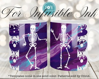Halloween Cricut Mug Press Svg Design, Infusible Ink Mug Wrap Template, Skeleton Coffee Mug SVG, Instant Download Mug SVG, Digital Mug SVG
